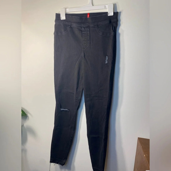 Spanx|| Vintage Distressed Ankle Skinny Jeans In Black Size Medium - Picture 5 of 10